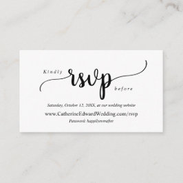 Cartão De Informações Moderno Rustic, Black Script, site de RSVP on-line