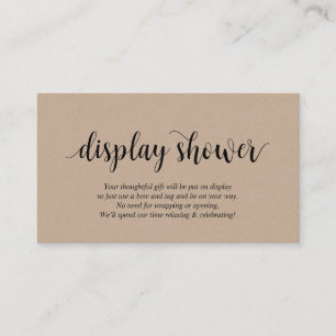 Cartão De Informações Moderno Rustic Kraft, Black Script, Chá de exibiçã