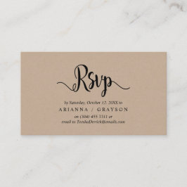 Cartão De Informações Moderno Rustic Kraft, fonte negra, resposta RSVP