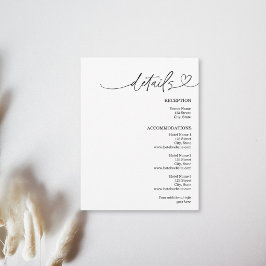 Cartão De Informações Moderno Simples Elegante Preto e Branco Info