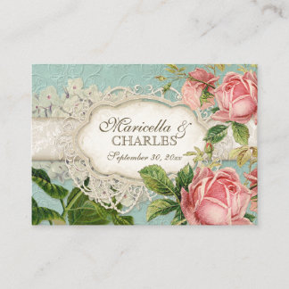Cartão De Informações Moderno Vintage Lace Tea Stainea Hydrangea n Rosas
