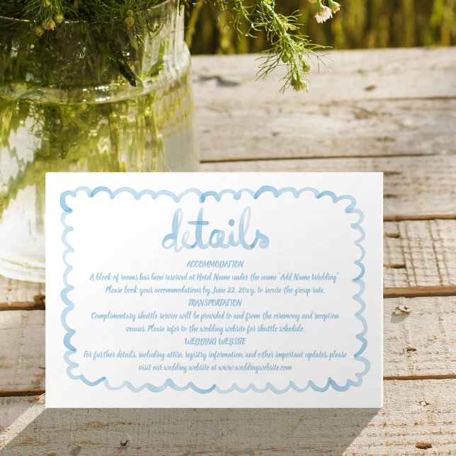 Cartão De Informações Moldura Azul Claro Ilustrada à Mão com Caprichos (Criador carregado)