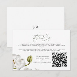 Cartão De Informações Moldura de Orquídeas Casamento Tropical Elegante c