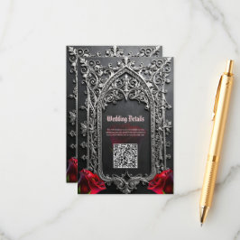 Cartão De Informações Moldura de Rosa de Casamento Gótico Elegante