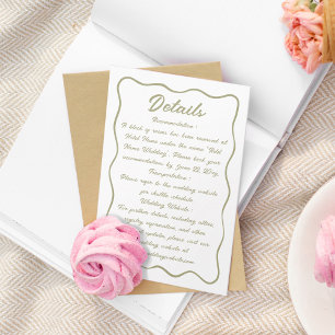 Cartão De Informações Moldura de Wavy Script Branco Verde-claro