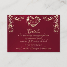 Cartão De Informações Moldura Ornamentada & Coração - Borgonha