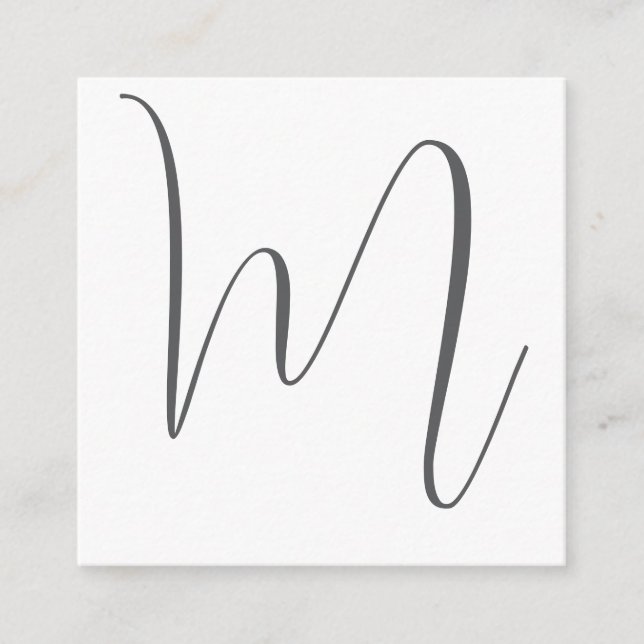 Cartão De Informações Monogram Modern Simple Minimalist Plain (Frente)