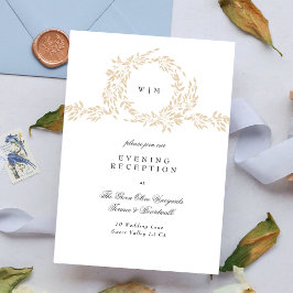 Cartão De Informações Monograma Blush Crest Elegante Recepção de Casamen