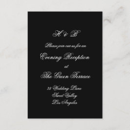 Cartão De Informações Monograma Caligráfico Preto e Branco Casamento For