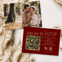 Monograma de Casamento Código QR RSVP com Elegante