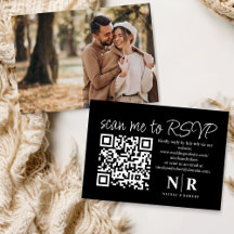 Monograma de Casamento Código QR RSVP com Elegante