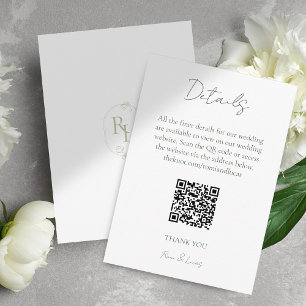 Cartão De Informações Monograma de Detalhes do Localizador de Casamento 