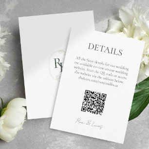 Cartão De Informações Monograma de Detalhes do Localizador de Casamento 