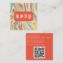 Cartão De Informações Monograma do Código QR do Abstrato de Supressão Re