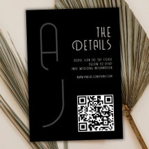 Monograma Fosco Código QR Mínimo Casamento Preto