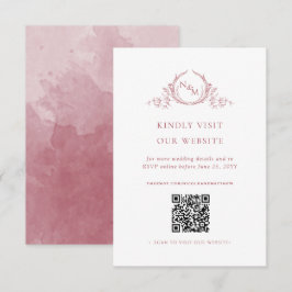 Cartão De Informações Monograma Monograma de Aquarela Burgundy Código QR