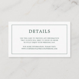 Cartão De Informações Monograma Simples de Floresta Verde Casamento Eleg