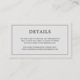 Cartão De Informações Monograma Simples Elegante Cinza Claro para Casame