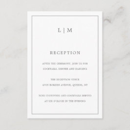 Cartão De Informações Monograma Simples Elegante Cinza Escuro Casamento