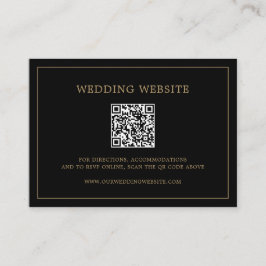 Cartão De Informações Monograma Simples Preto e Dourado Casamento Elegan