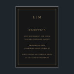 Cartão De Informações Monograma Simples Preto e Dourado Elegante Casamen<br><div class="desc">Cartão de inclusão de casamento simples com um design moderno e elegante com seu monograma de duas letras no topo, juntamente com as informações do seu recebimento, cercado por uma fina borda. Todos os elementos de design são em dourado falso sobre um fundo preto e podem ser alterados na ferramenta...</div>