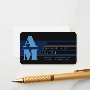 Cartão De Informações Monogramas retrormodernos e formas e cores editáve