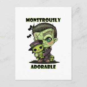 Cartão De Informações Monstro de Frankenstein Fofo com pelúcia