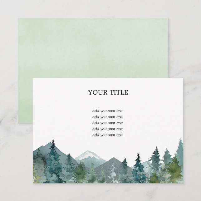 Cartão De Informações Montanhas russas vazio de aquarela da floresta (Frente/Verso)