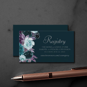 Cartão De Informações Moody Boho   Deep Teal Turquoise Purple Registry