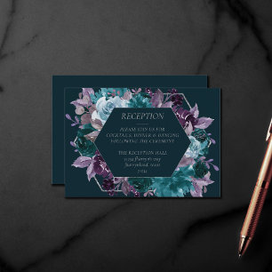 Cartão De Informações Moody Boho Recepção Roxo-Roxo-Tarto Profundo