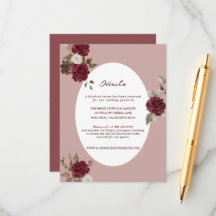 Moody Floral Autumn Wedding Details Card
