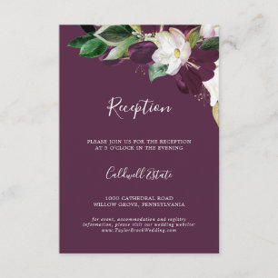 Cartão De Informações Moody Plum Purple Recepção de casamento Insert Car
