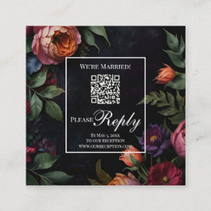 Cartão De Informações Moody vintage floral Somos casados Rsvp Código QR