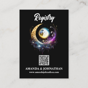Cartão De Informações Moon stars preto magenta código QR chic