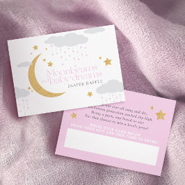 Cartão De Informações Moonbeams pink baby shower diaper raffle