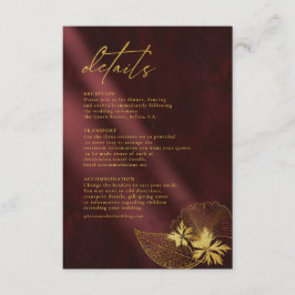 Cartão De Informações Moonlight Romance Wedding Details Burgundy ID881
