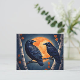 Cartão De Informações Moonlit Ravens em Birch Trees