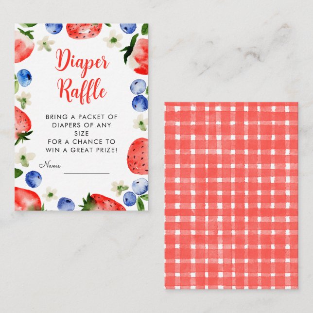 Cartão De Informações Morango e Fralda de mirtilo Raffle (Frente/Verso)