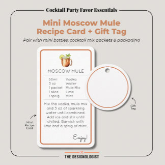Cartão De Informações Moscow Mule Mini Cocktail Recipe Card