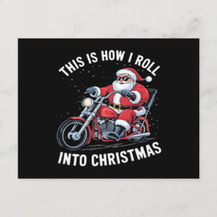 Cartão De Informações Motocicleta Moto de Santa Claus Natal Essencial