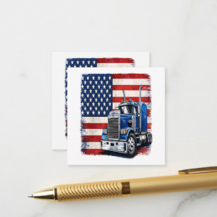 Cartão De Informações Motorista de Caminhão Americano com Bandeira dos E