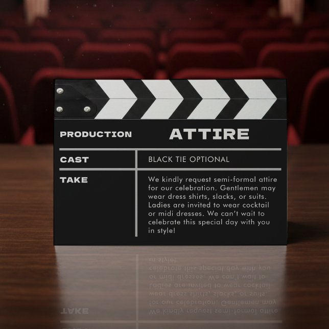 Cartão De Informações Movie Film Clap Board Wedding Attire (Movie Film Clap Board Wedding Attire Enclosure Card
)