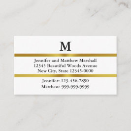 Cartão De Informações Mudança de Endereço White Gold & Black Monogram