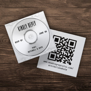 Cartão De Informações Music CD Case Album Cobrir Weding Código QR RSVP