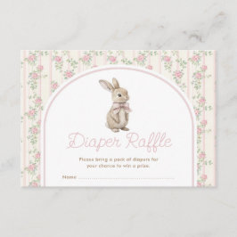 Cartão De Informações Muted Blush Bunny Rabbit Baby Shower Diaper Raffle