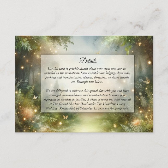 Cartão De Informações Mystic Forrest Meadow Magic (Frente)