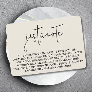 Cartão De Informações Na moda moderno minimalista simples apenas uma not