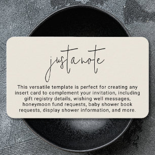 Cartão De Informações Na moda moderno minimalista simples apenas uma not