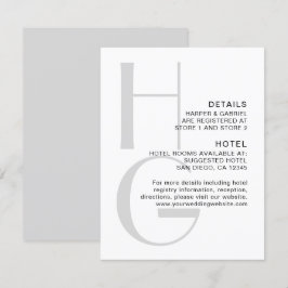 Cartão De Informações Na moda Monograma. Simples detalhes do casamento m