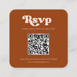 Cartão De Informações Na moda retro gravado orange QR code RSVP resposta